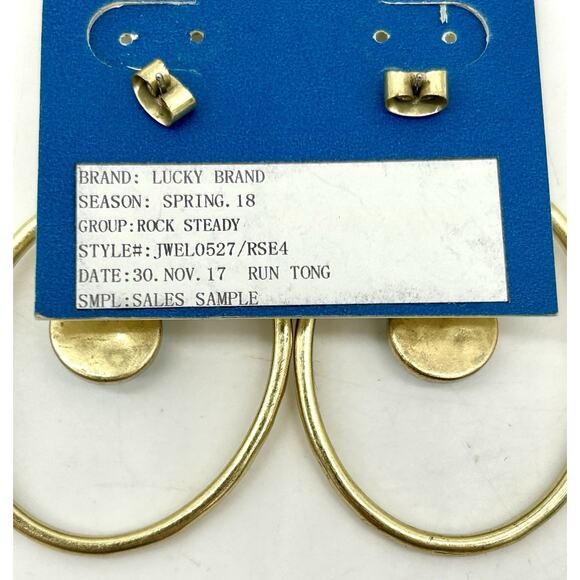Lucky Brand Earrings Blue Turquoise Pearl Gold Rings GUC Rock Steady 0527 - Picture 5 of 5